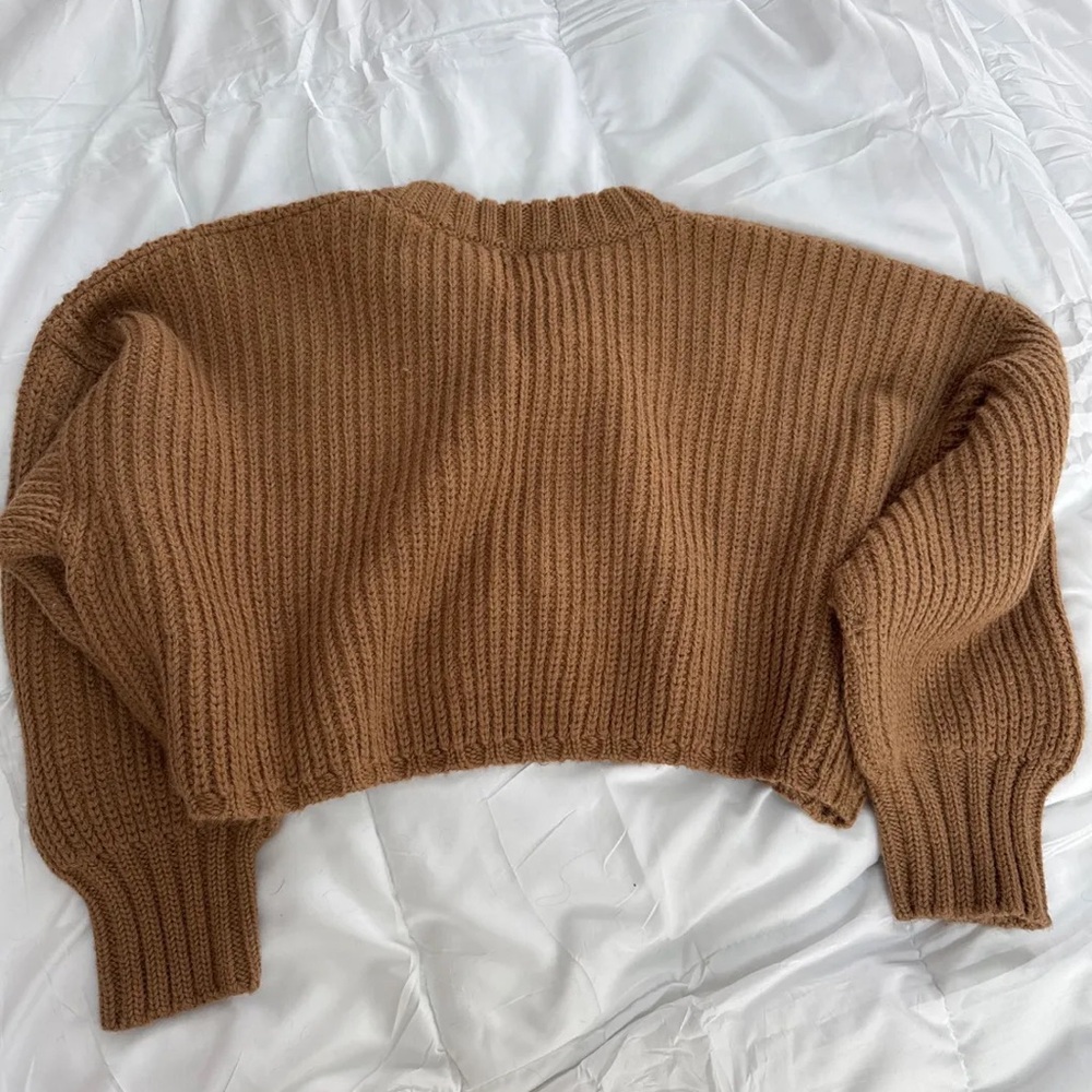 First Rite Women's Crop Crew Neck Sweater - Picture 2 of 4